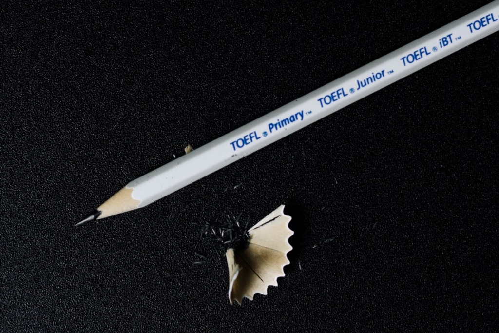 Pencil engraved TOEFL letters